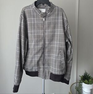 Denim & Flower Checkered Zip-Up Windbreaker Jacket Sz.L